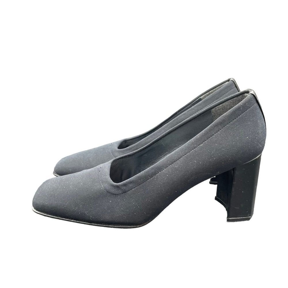 Stuart Weitzman Heels Womens 7.5 B Gore-Tex Rainaway Pumps Black Square Toe - Picture 3 of 7
